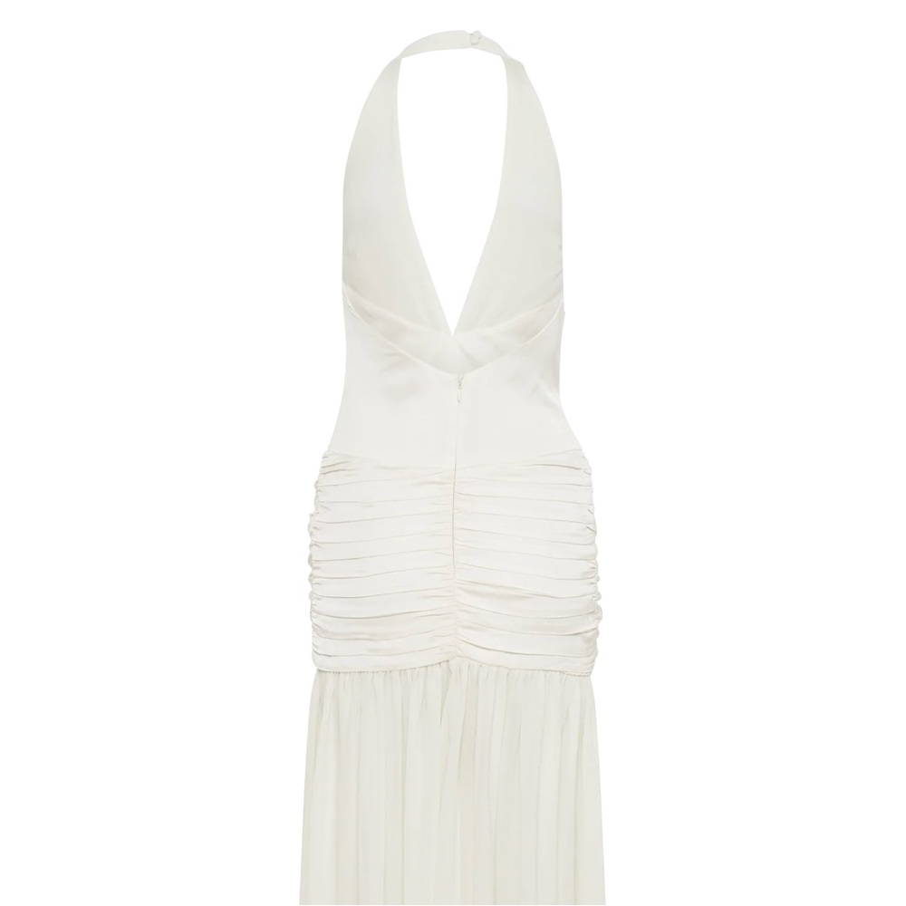 NWT! Meshki Graziana Satin Chiffon Plunge Maxi Dress - Picture 6 of 11